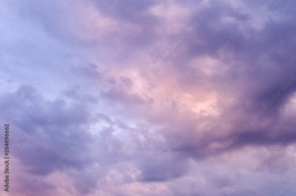 The purple beautiful sunset clouds