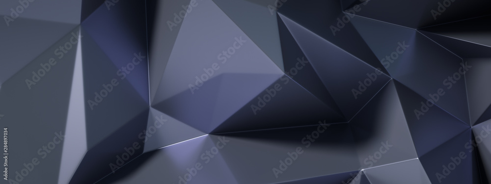Fototapeta premium Black gray background with crystals, triangles. 3d illustration, 3d rendering.