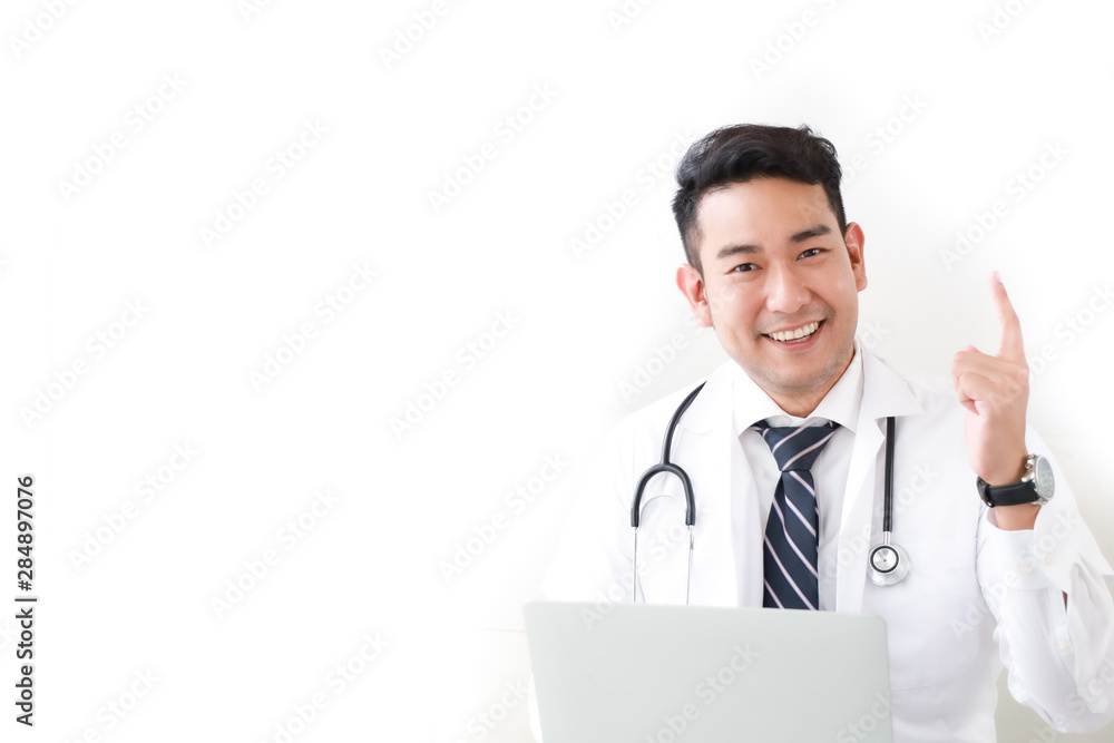 portait of Asian doctor in hospital white background portait of Asian doctor in hospital white background