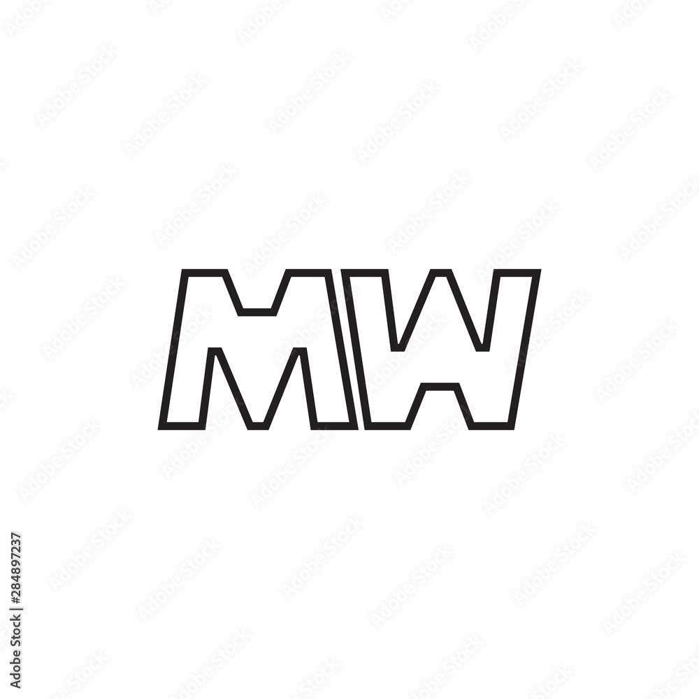 letter mw simple lines art geometric logo