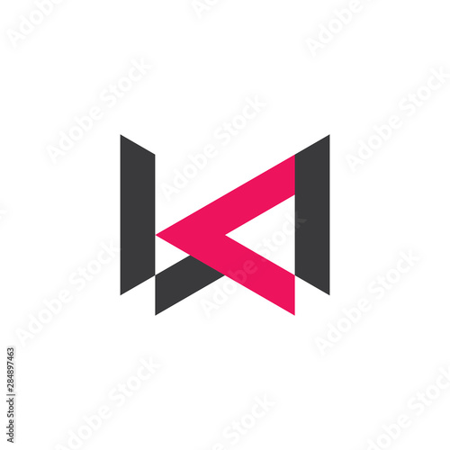 letter kw simple geometric line logo vector