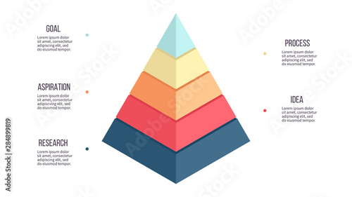 Business infographics. Pyramid chart with 5 steps, options, layers, levels. Vector diagram.