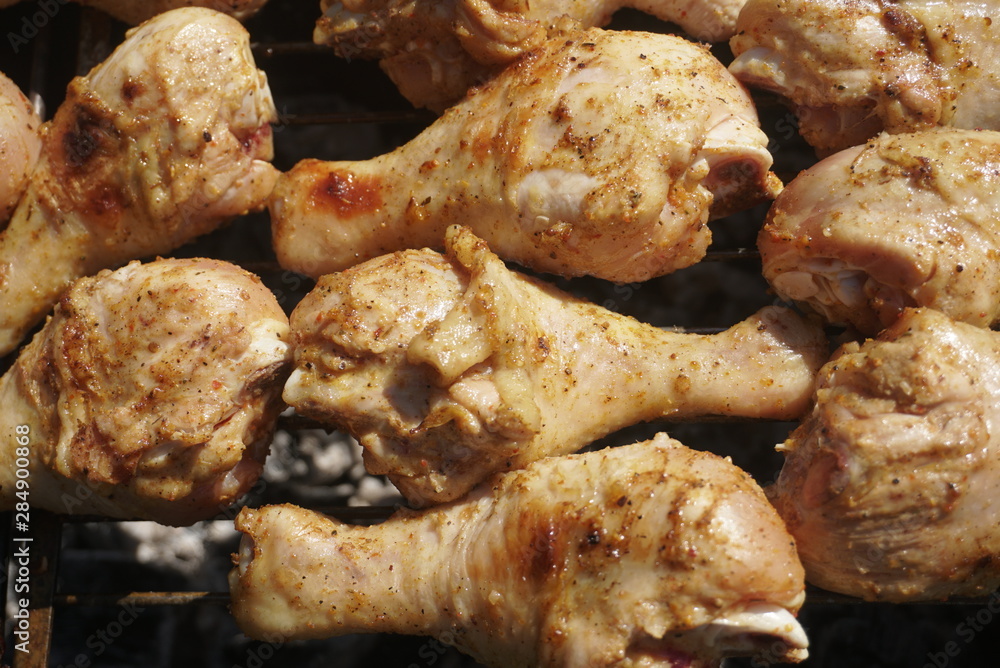 grilled chicken thighs close up