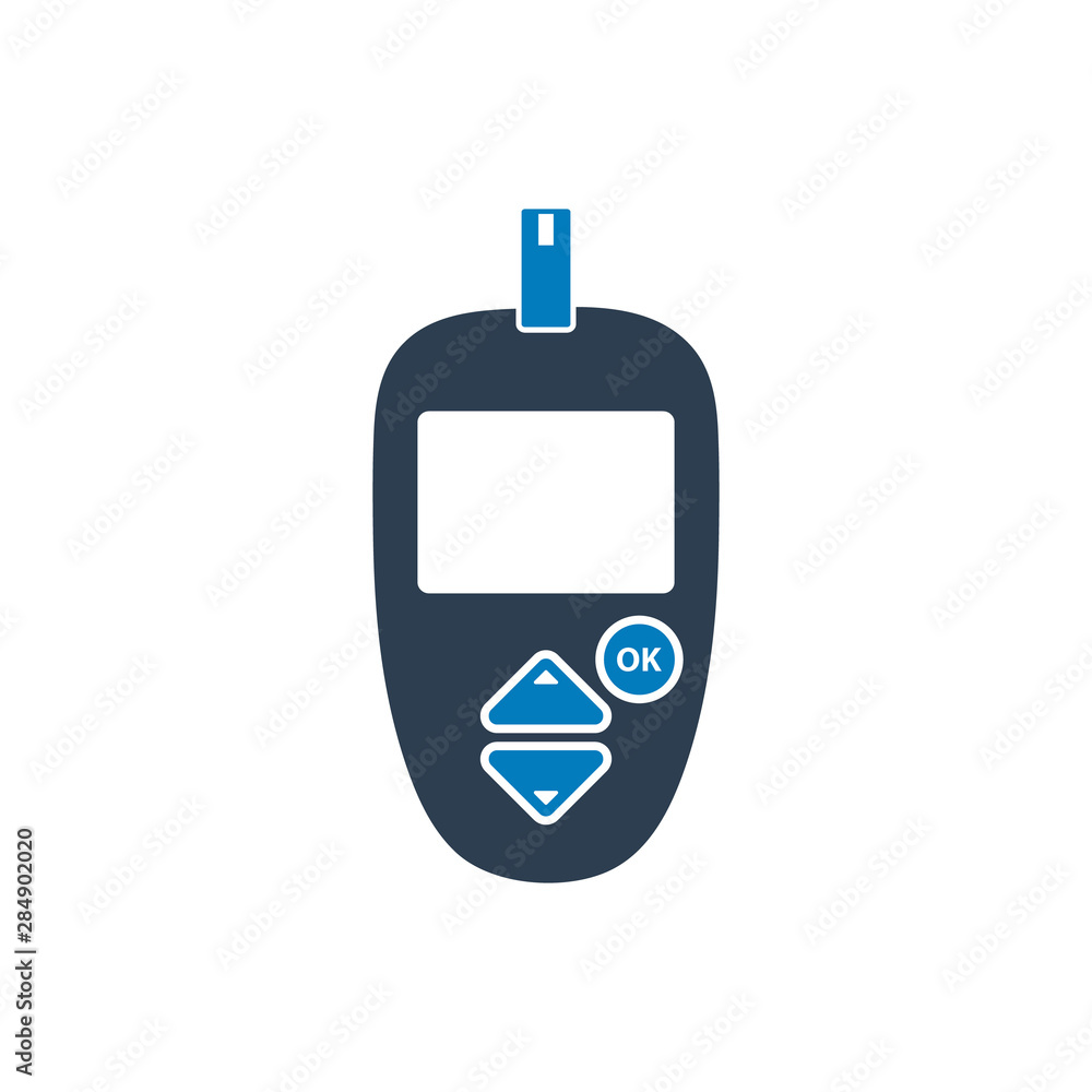 Glucose meter icon with strip symbol. Flat style vector EPS. Stock ...