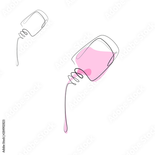 Nail varnish one line drawing on white isolated background for store, banner and business card. Linear art. Vector illustration 