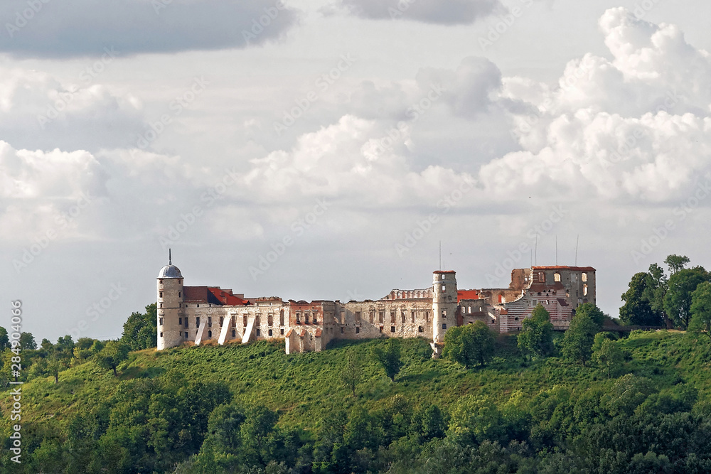 JANOWIEC - POLAND July 11 2019: Ruins of 16th century Kazimierz Dolny Castle defensive fortification Poland