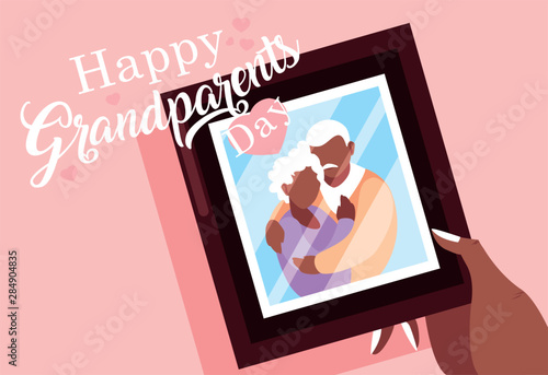 happy grandparents day poster with photo of old couple