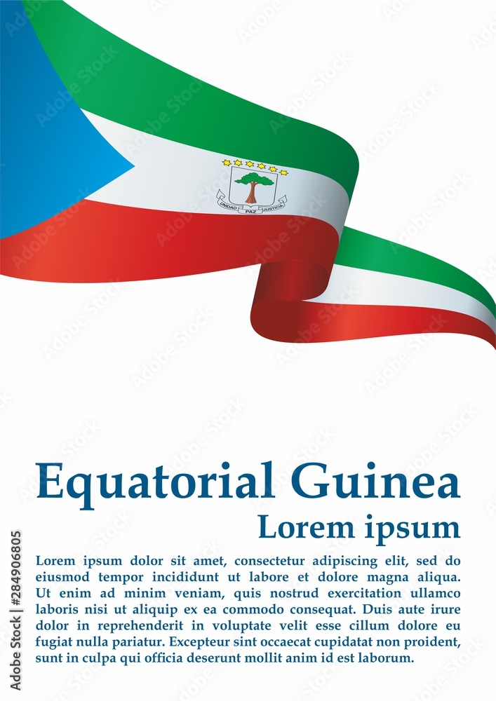 Flag of Equatorial Guinea, Republic of Equatorial Guinea. Template for award design, an official document with the flag of Equatorial Guinea. Bright, colorful vector illustration. Flag of Equatorial Guinea, Republic of Equatorial Guinea. Template for award design, an official document with the flag of Equatorial Guinea. Bright, colorful vector illustration.