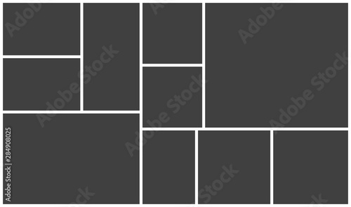Vector empty collage eleven frames, photos, parts.
