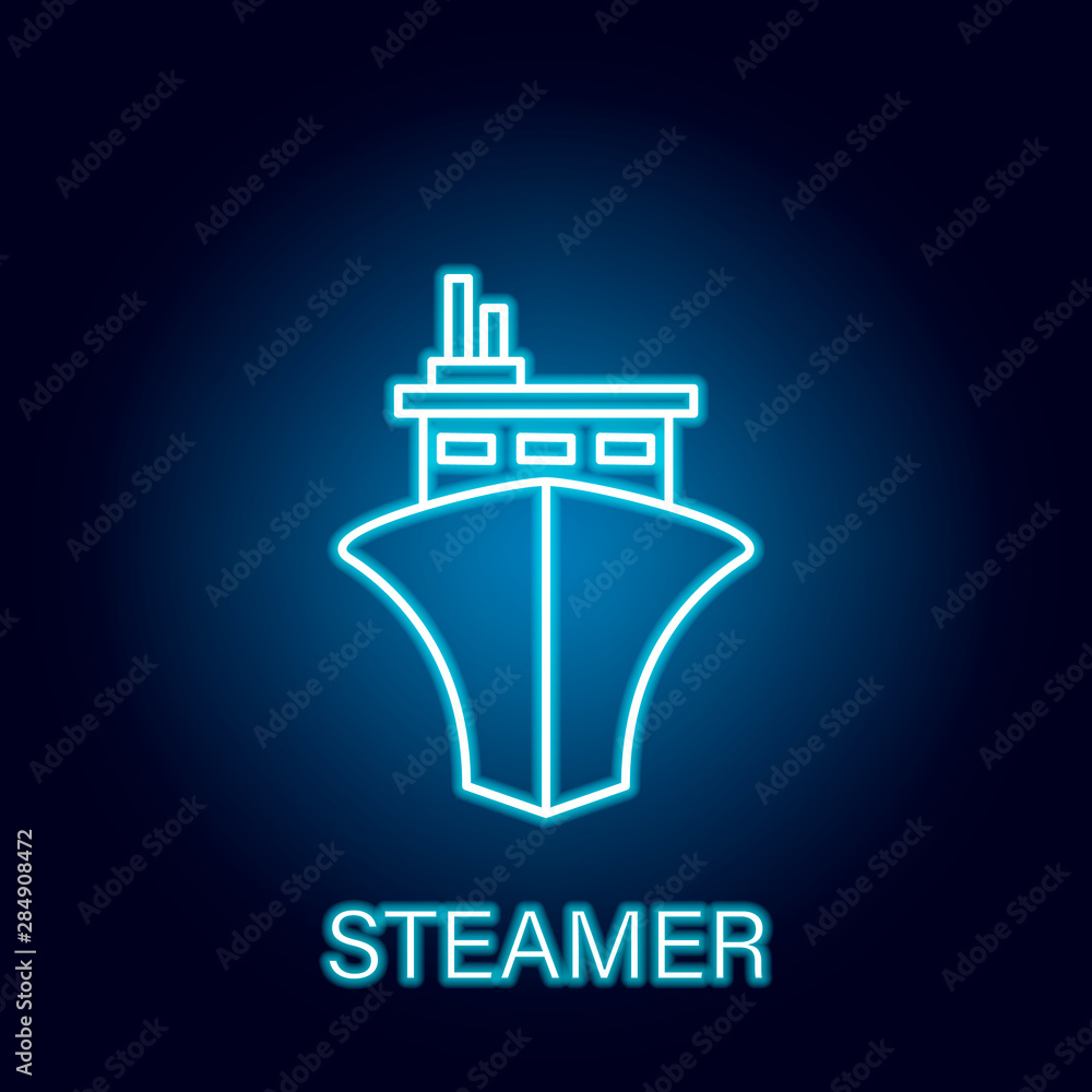 streamer sea transport outline icon in neon style. Signs and symbols can be used for web, logo, mobile app, UI, UX streamer sea transport outline icon in neon style. Signs and symbols can be used for web, logo, mobile app, UI, UX