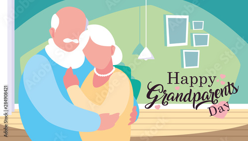 happy grandparents day poster with couple hugged