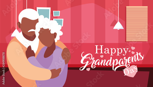 happy grandparents day poster with couple hugged