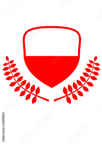 Polen Wappen polnische Flagge Farben rot weiß Zweige Kranz