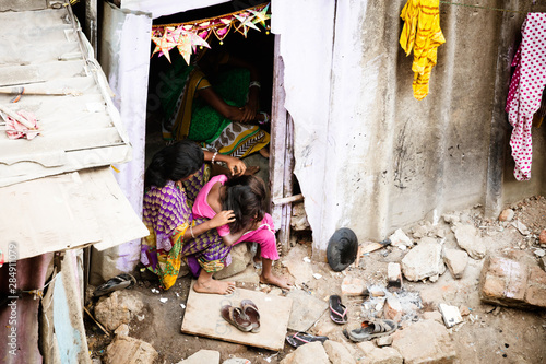 Indian Family in a Slum photo