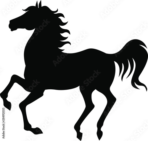 Vector illustrations of silhouette of a galloping arab horse