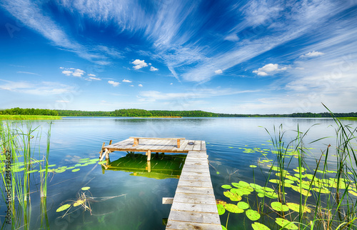 Fototapeta Naklejka Na Ścianę i Meble -  Beautiful summer day on masuria lake district in Poland