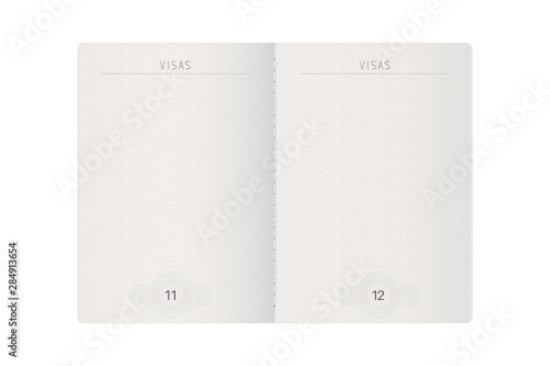 Open passport mock up. Blank pages