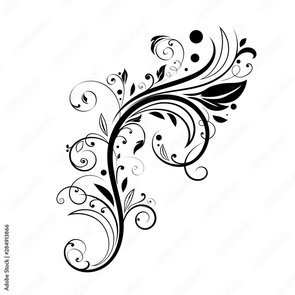 Floral decorative element. Black branch Floral decorative element. Black branch