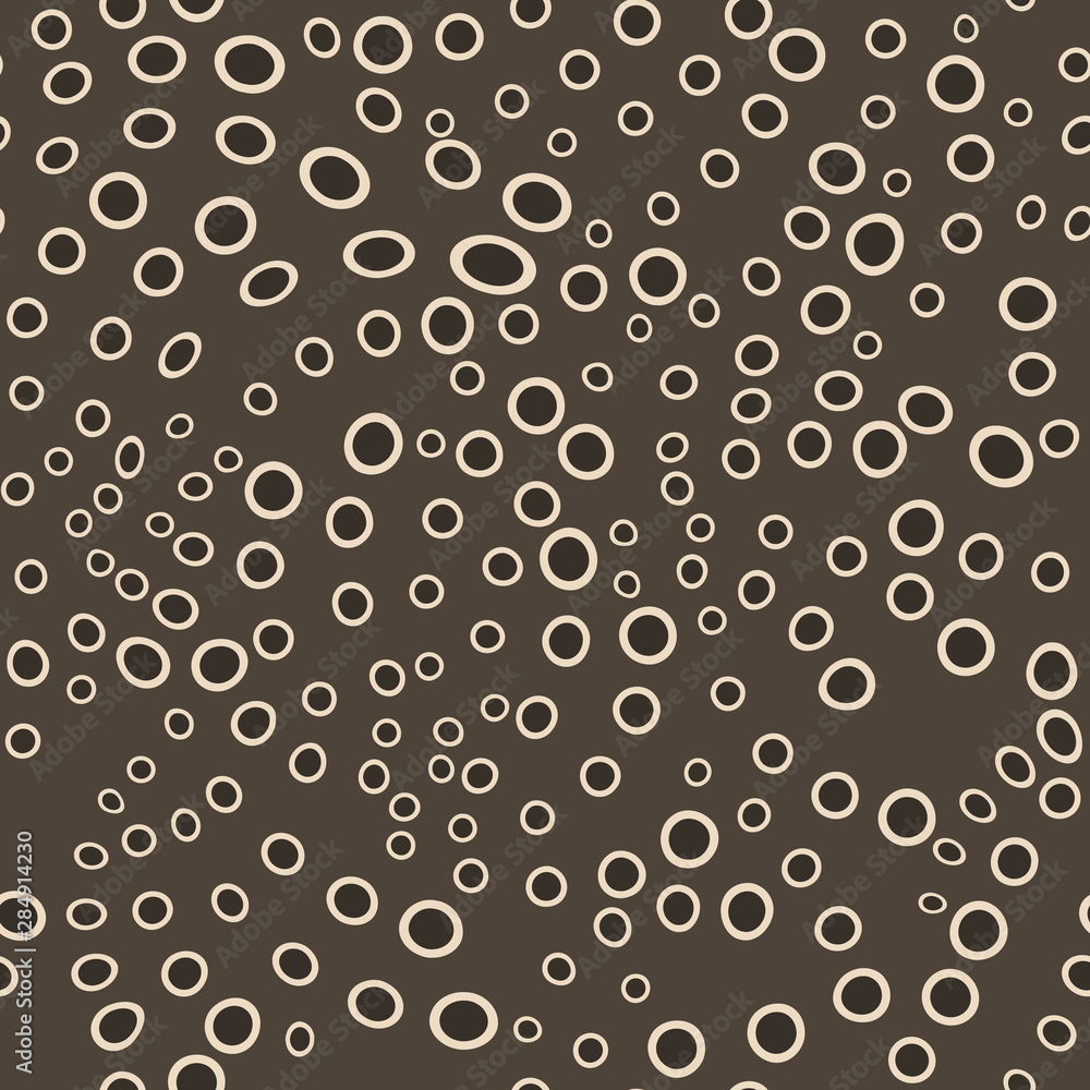 Brown circles inscribed in each other. Randomly scattered dots seamless pattern. Perfect design for wrapping paper, fashionable fabric, wallpaper. Brown circles inscribed in each other. Randomly scattered dots seamless pattern. Perfect design for wrapping paper, fashionable fabric, wallpaper.