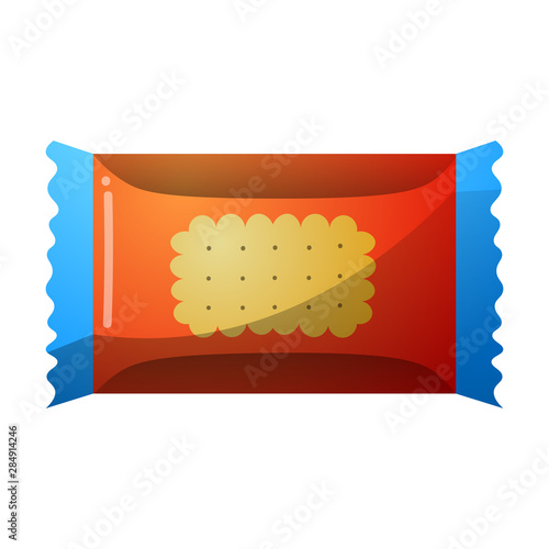 A packaging for a cookie. Colorful raster illustration in flat cartoon style