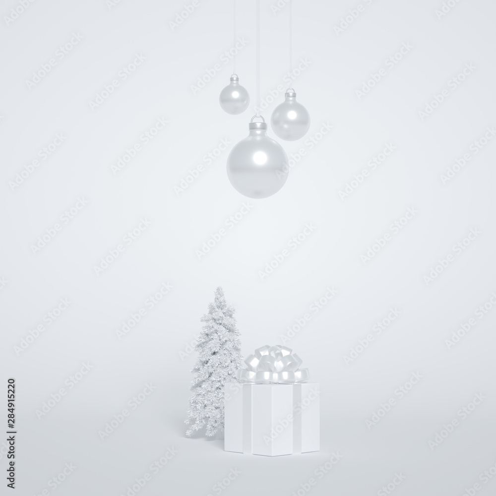Holiday, christmas, gift, christmas tree background. 3d illustration, 3d rendering.
