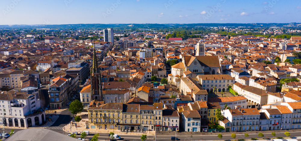 Aerial view on the city Agen. France