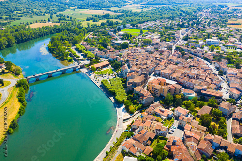 Aerial view of Cazeres, France