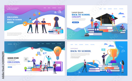 People with books. Education landing pages.
