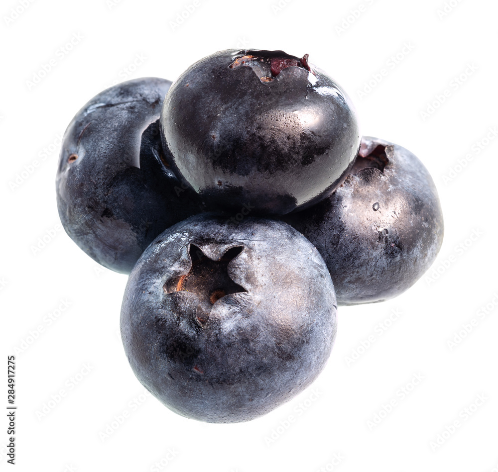 few fresh ripe blueberries cutout on white few fresh ripe blueberries cutout on white