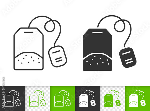 Tea Bag simple black line vector icon