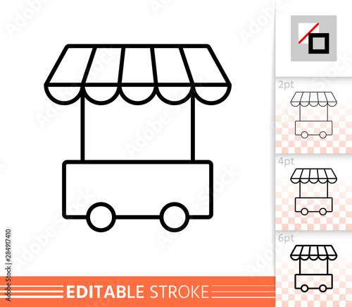 Street Cart fast food market thin line vector icon