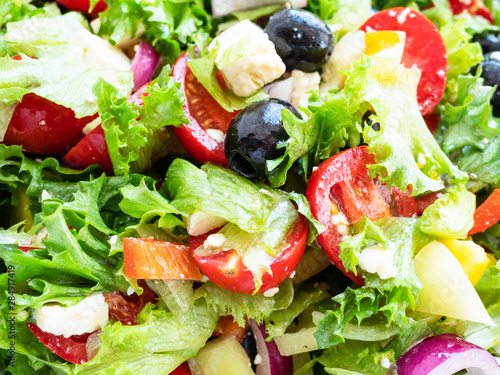 greek salad from fresh vegetables close-up