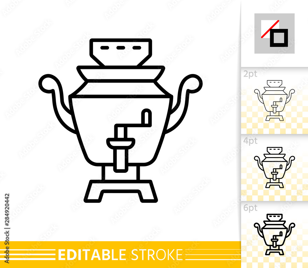 Samovar russia tea simple thin line vector icon Samovar russia tea simple thin line vector icon