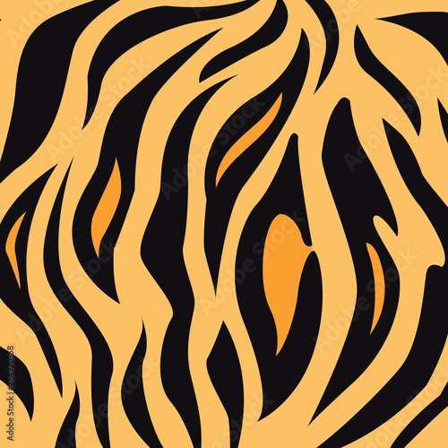 Tiger texture orange black stripes for the design of your products, fashionable texture for the cover of a magazine or copybook, vector illustration