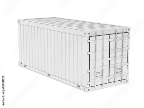 Shipping freight container. White intermodal container