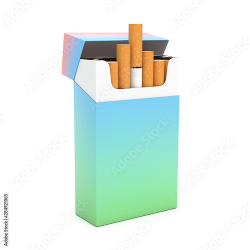 Open pack of cigarettes. Colored blank paper package