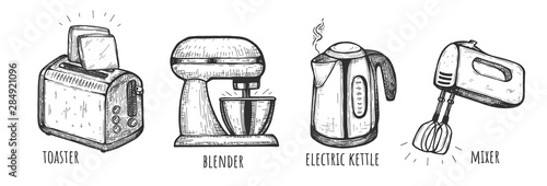 Set of household appliances flat icons