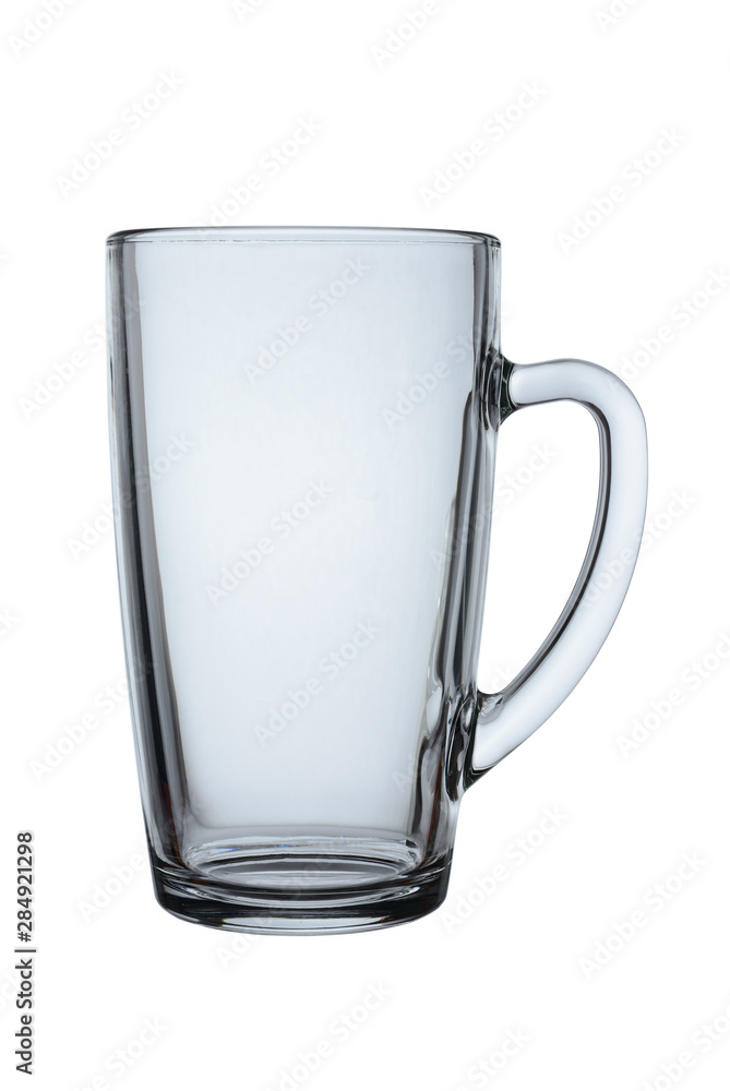 An empty glass cup for coffee or tea drinks. Isolated on a white background An empty glass cup for coffee or tea drinks. Isolated on a white background