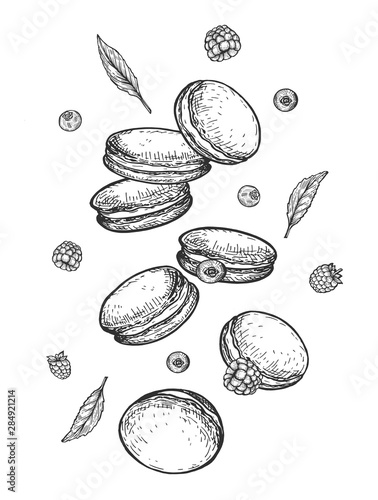 French macaroons falling or flying