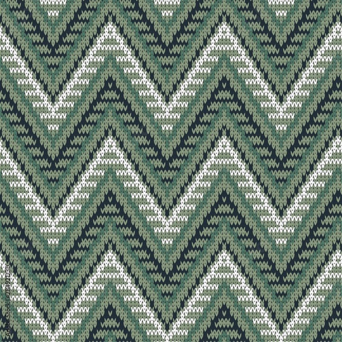 knitted seamless sweater pattern in shades of green