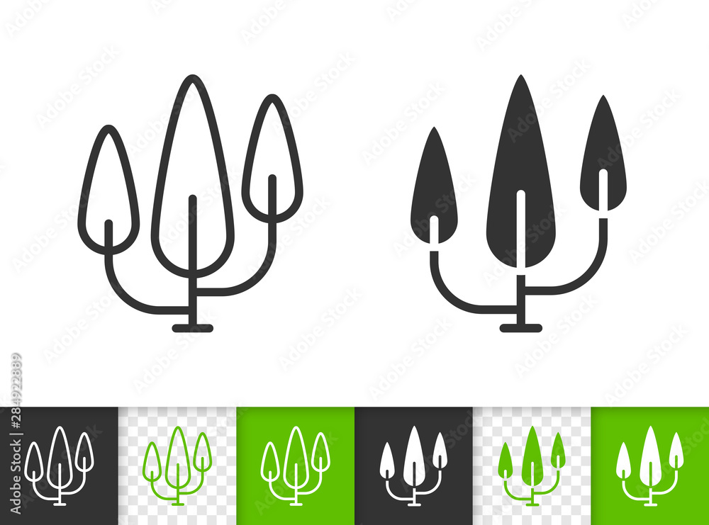 Cypress tree simple black line vector icon Cypress tree simple black line vector icon