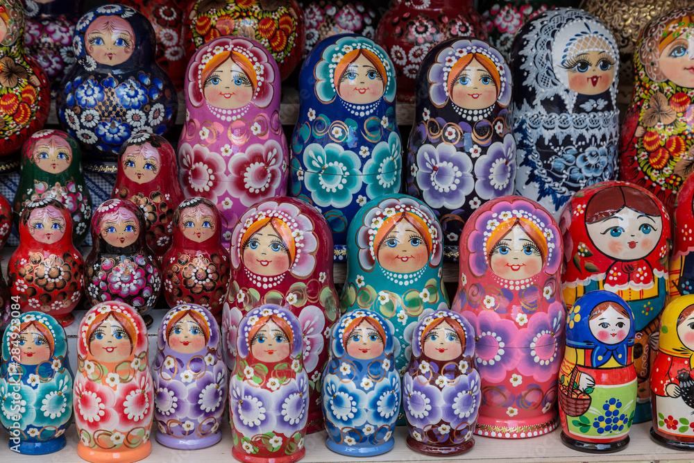 Sale of souvenir dolls for tourists