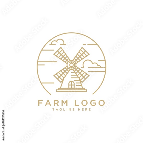 wind mill logo design vector template.creative icon for agriculture company	