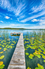 Beautiful summer day on masuria lake district in Poland