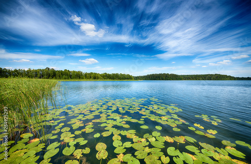 Fototapeta Naklejka Na Ścianę i Meble -  Beautiful summer day on masuria lake district in Poland