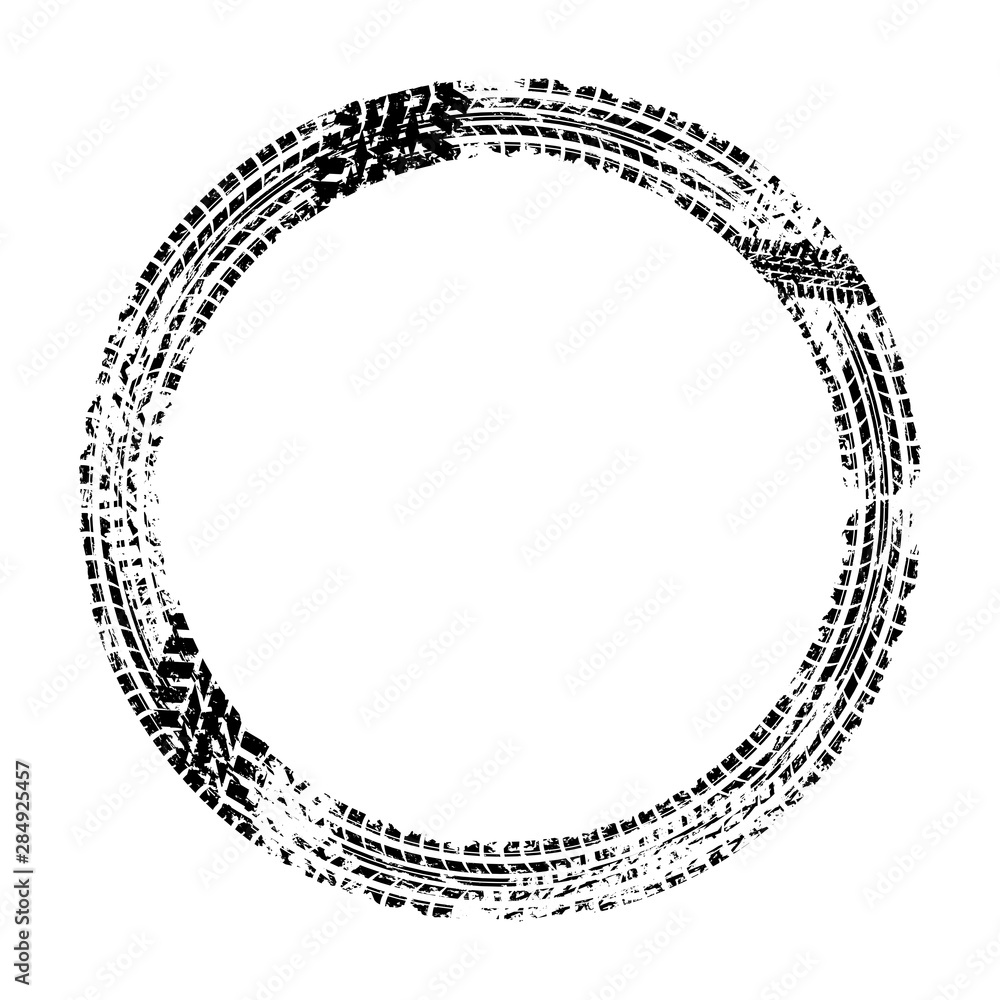 Black grunge circle tire track isolated on white background Black grunge circle tire track isolated on white background