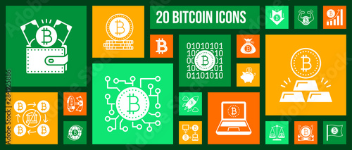 Bitcoin crypto currency digital money vector icons