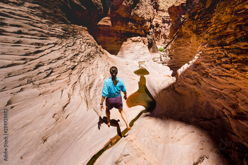 A woman in North Canyon, Colorado River trip, Grand Canyon National Park, Arizona, USA photo