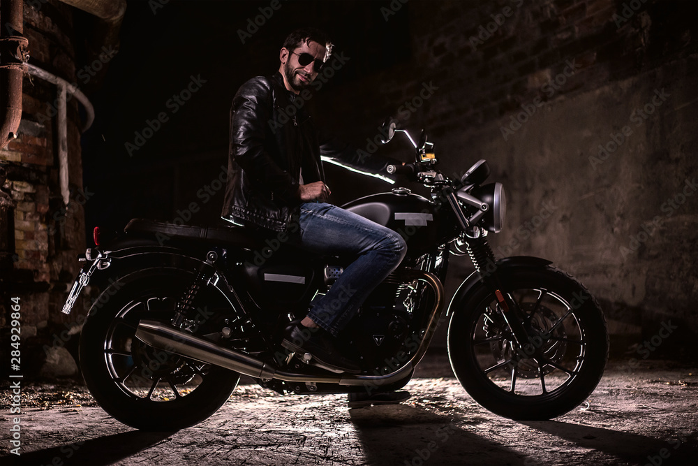 Fototapeta Motorcyclist's shadow
