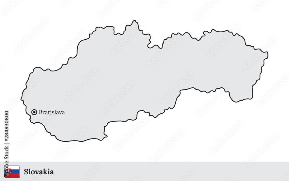 Slovakia vector map with the capital city of Bratislava